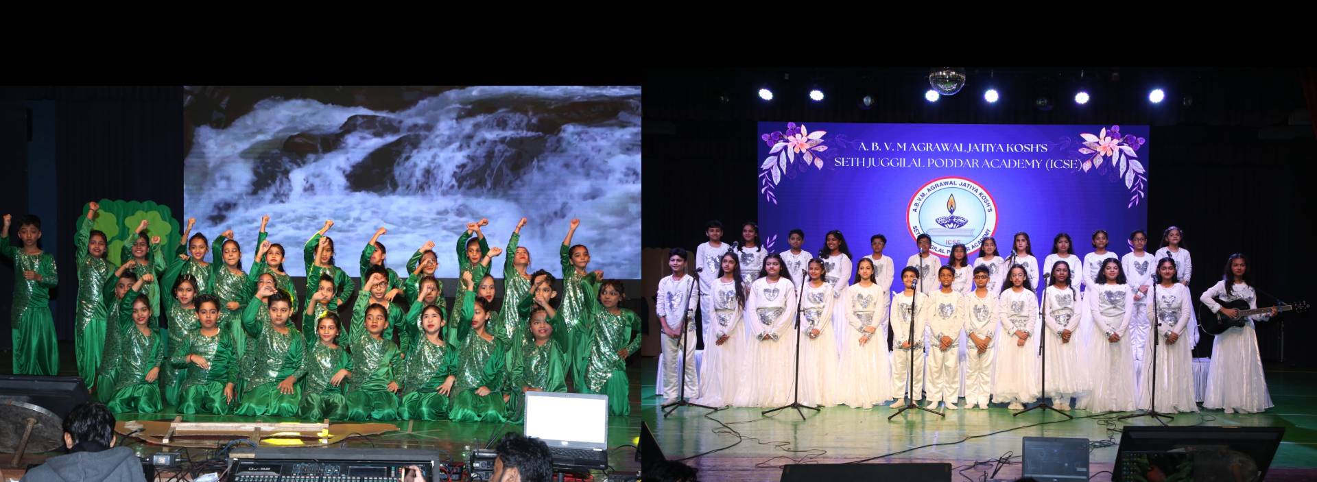 Secondary school kids performing at stage